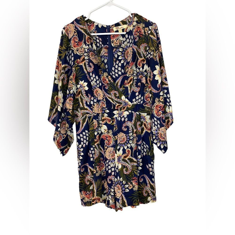 Aryeh, M, Blue Floral Romper w/Angel Sleeves